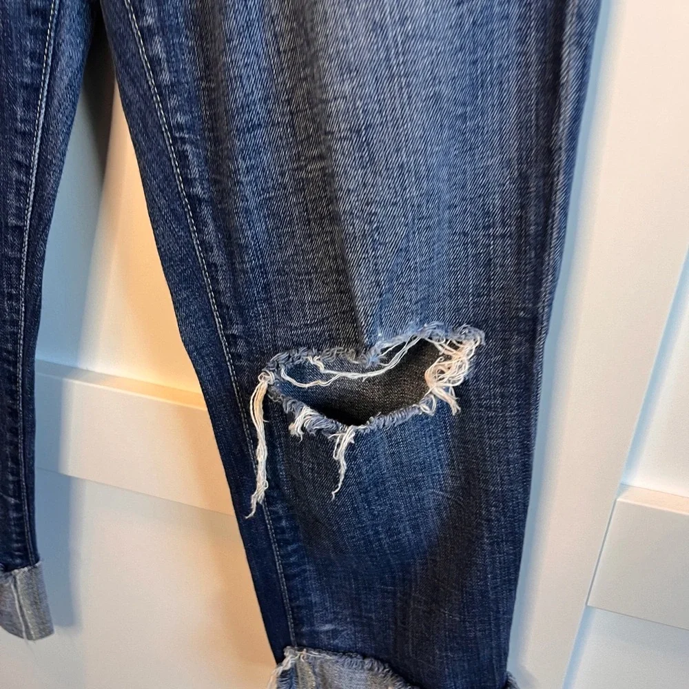 Joe’s Jeans Distressed Slim Straight Denim Jeans Cuffed Hem Size 25 - Picture 2 of 6
